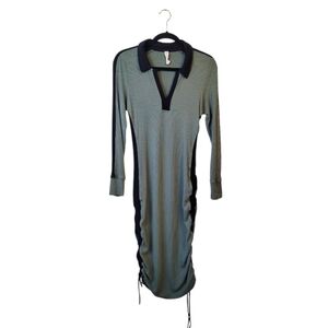 Daily Practice Anthropologie Women's Sage Green & Black Collared Midi Dress SZ M